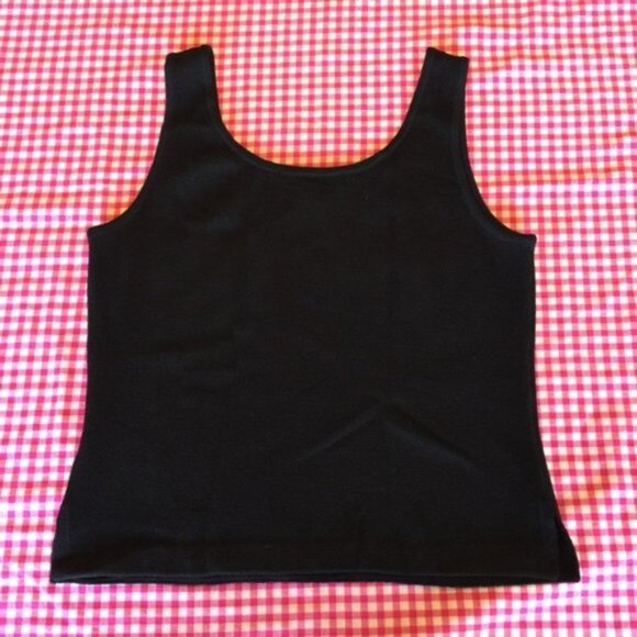 ST. JOHN Basics Black Knit Tank Top - Picture 1 of 4